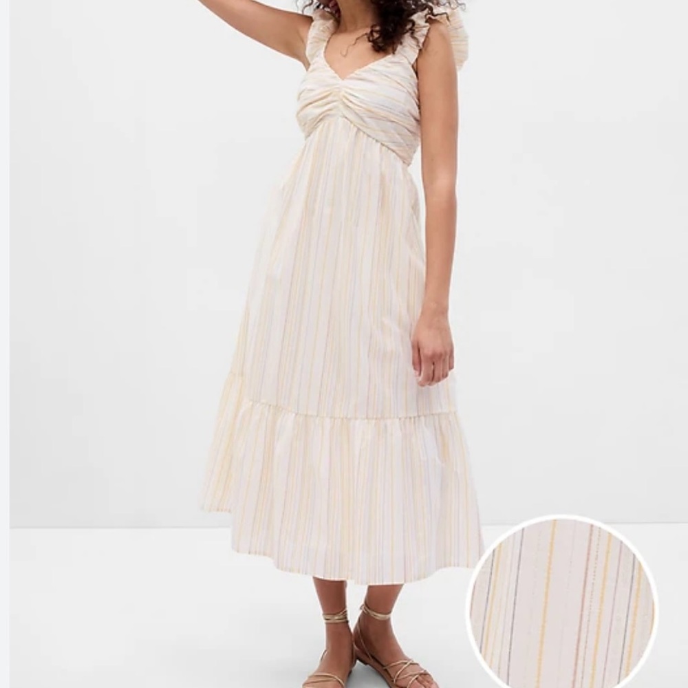Gap Ruched Tiered Midi Dress, NWT